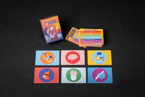 A board game with colorful cards 